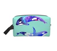 Bkdogkt Orca Killer Whale Print Large Capacity Cosmetic Organizer for Women and Men Portable Travel Makeup Pouch, White, One Size