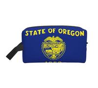 Bkdogkt Oregon State Flag Print Large Capacity Cosmetic Organizer for Women and Men Portable Travel Makeup Pouch, White, One Size