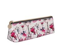 Bkdogkt Paris Eiffel Tower France Print Simple Pencil Case Triangle Pouch for Pens Makeup Art Supplies Daily Essentials, White, One Size