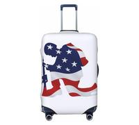 Bkdogkt Patriotic Soldier Silhouette Print Fashionable Suitcase Cover Personalized Luggage Protector for Travel and Business, Black, M