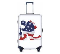 Bkdogkt Patriotic Soldier Silhouette Print Protective Suitcase Cover Washable Travel Luggage Protector with Concealed Zipper, White, Medium