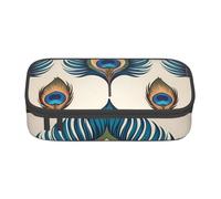 Bkdogkt Peacock Feather Print 8.3 x 2 x 3.7 In Large Capacity Pencil Case Functional Storage for Office Travel