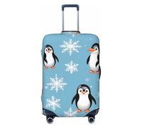Bkdogkt Penguin Balloon Snowflake Print Fashionable Suitcase Cover Personalized Luggage Protector for Travel and Business, Black, Medium