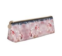 Bkdogkt Pink Christmas Ball Print Simple Pencil Case Triangle Pouch for Pens Makeup Art Supplies Daily Essentials, White, One Size