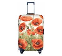 Bkdogkt poppy flowers Print Protective Suitcase Cover Washable Travel Luggage Protector with Concealed Zipper, White, Medium