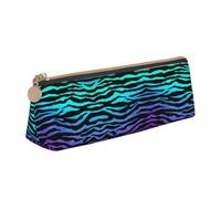 Bkdogkt Purple Blue Green Camouflage Zebra Stripes Print Simple Pencil Case Triangle Pouch for Pens Makeup Art Supplies Daily Essentials, White, One Size