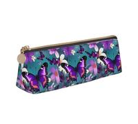 Bkdogkt Purple Butterfly and Flowers Print Simple Pencil Case Triangular Pen Pouch Makeup Tools Art Daily Essential, White, One Size, White, One Size
