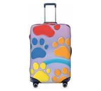 Bkdogkt Rainbow Dog Cat Paw Print Fashionable Suitcase Cover Personalized Luggage Protector for Travel and Business, Black, Small
