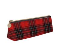 Bkdogkt Red and Black Plaid Print Simple Pencil Case Triangular Pen Cover Makeup Supplies Daily Essentials, White, One Size, White, One Size