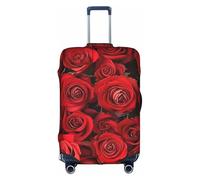 Bkdogkt Red rose Print Protective Suitcase Cover Washable Travel Luggage Protector with Concealed Zipper, White, L