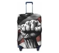 Bkdogkt red white star stripe flag Print Fashionable Suitcase Cover Personalized Luggage Protector for Travel and Business, Black, L