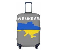 Bkdogkt Save Ukraine Print Fashionable Suitcase Cover Personalized Luggage Protector for Travel and Business, Black, Small