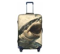 Bkdogkt Shark cum Print Protective Suitcase Cover Washable Travel Luggage Protector with Concealed Zipper, White, M