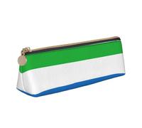 Bkdogkt Sierra Leone flag Print Simple Pencil Case Triangle Pouch for Pens Makeup Art Supplies Daily Essentials, White, One Size