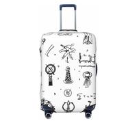 Bkdogkt Sign Language Alphabet. Print Fashionable Suitcase Cover Personalized Luggage Protector for Travel and Business, Black, Medium