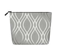 Bkdogkt Silver Geometric Figure Print Work Bag Essentials Single-layer Makeup Bag Travel Cosmetic Organizer Large Capacity, Black, One Size