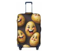 Bkdogkt Smiling Potatoes Print Protective Suitcase Cover Washable Travel Luggage Protector with Concealed Zipper, White, S