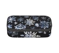 Bkdogkt Snowman Stars and Snowflakes Print 8.3 x 2 x 3.7 In Large Capacity Pencil Case Functional Storage for Office Travel