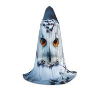 Bkdogkt Snowy Owl Eyes Print Unisex Hooded Cloak For Wizard Carnival Halloween Christmas Cosplay Costume Robe