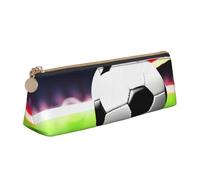 Bkdogkt Soccer Sports Ball Print Simple Pencil Case Triangle Pouch for Pens Makeup Art Supplies Daily Essentials, White, One Size