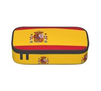Bkdogkt Spanish flag Print 8.3 x 2 x 3.7 In Large Capacity Pencil Case Functional Storage for Office Travel