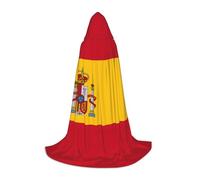Bkdogkt Spanish Flag Print Unisex Hooded Cloak For Wizard Carnival Halloween Christmas Cosplay Costume Robe