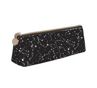 Bkdogkt Starry Divination Constellation Print Simple Pencil Case Triangular Pen Pouch Makeup Tools Art Daily Essentials, White, One Size, White, One Size