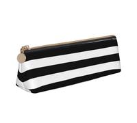 Bkdogkt Stripes Black White Print Simple Pencil Case Triangular Pen Cover Makeup Supplies Daily Essentials, White, One Size, White, One Size