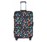 Bkdogkt Stylish Musical Note Pattern Print Protective Suitcase Cover Washable Travel Luggage Protector with Concealed Zipper, White, S