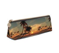 Bkdogkt Sunset Palm Ocean Print Simple Pencil Case Triangular Pen Cover Makeup Supplies Daily Essentials, White, One Size, White, One Size