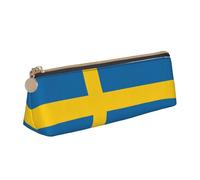 Bkdogkt Swedish flag Print Simple Pencil Case Triangle Pouch for Pens Makeup Art Supplies Daily Essentials, White, One Size