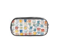 Bkdogkt Teapots and Cups Hand Drawn Clear Stationery Organizer Clear Pencil Case Travel Desk Storage Bag