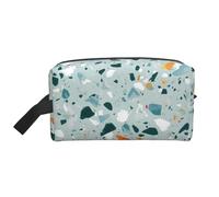 Bkdogkt Terrazzo Marble Pastel Print Large Capacity Cosmetic Organizer for Women and Men Portable Travel Makeup Pouch, White, One Size