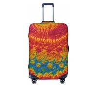Bkdogkt Tie Dye Hippies Print Fashionable Suitcase Cover Personalized Luggage Protector for Travel and Business, Black, S