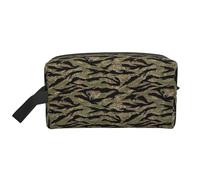 Bkdogkt Tiger Stripe Camo Print Large Capacity Cosmetic Organizer for Women and Men Portable Travel Makeup Pouch, White, One Size