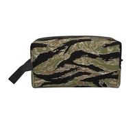Bkdogkt Tiger Stripe Camo Print Large Capacity Cosmetic Organizer for Women and Men Portable Travel Makeup Pouch, White, One Size