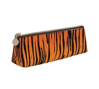 Bkdogkt Tiger Stripe Print Simple Pencil Case Triangle Pouch for Pens Makeup Art Supplies Daily Essentials, White, One Size