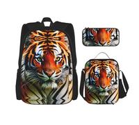 Bkdogkt Tiger Stripes Orange Pattern Print Versatile Adjustable Shoulder Fashion Backpack Lunch Bag Pencil Case Large Capacity, Black, One Size