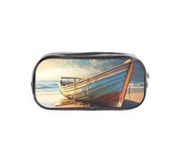 Bkdogkt Transparent pencil case with boat on the beach print