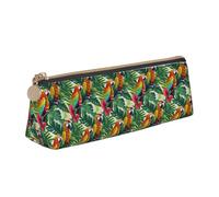 Bkdogkt Tropical Flower Leaf Parrot Print Simple Pencil Case Triangular Pen Pouch Makeup Supplies Art Daily Essential, White, One Size, White, One Size