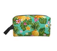 Bkdogkt Tropical Fruit Pineapple Print Large Capacity Cosmetic Organizer for Women and Men Portable Travel Makeup Pouch, White, One Size