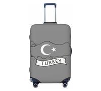 Bkdogkt Turkey Map Print Fashionable Suitcase Cover Personalized Luggage Protector for Travel and Business, Black, Large