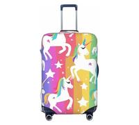 Bkdogkt Unicorns On Stripes Print Fashionable Suitcase Cover Personalized Luggage Protector for Travel and Business, Black, Small