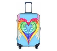 Bkdogkt Valentine's Day Love Heart Print Protective Suitcase Cover Washable Travel Luggage Protector with Concealed Zipper, White, Small