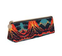 Bkdogkt Volcano Print Simple Pencil Case Triangle Pouch for Pens Makeup Art Supplies Daily Essentials, White, One Size