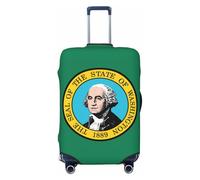 Bkdogkt Washington Flag Print Fashionable Suitcase Cover Personalized Luggage Protector for Travel and Business, Black, M