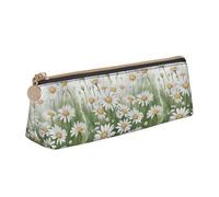 Bkdogkt White Daisy Print Simple Pencil Case Triangular Pen Cover Makeup Supplies Daily Essentials, White, One Size, White, One Size