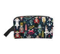 Bkdogkt Women_s Nutcracker Ballet Xmas Dance Print Large Capacity Cosmetic Organizer for Women and Men Portable Travel Makeup Pouch, White, One Size