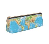 Bkdogkt World Map Print Simple Pencil Case Triangular Pen Cover Makeup Supplies Daily Essentials, White, One Size, White, One Size