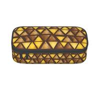 Bkdogkt Yellow and Brown Triangles Print 8.3 x 2 x 3.7 In Large Capacity Pencil Case Functional Storage for Office Travel